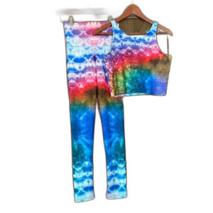 Sweat Goddess Electric Rainbow Tie Dye Yoga Set NEW